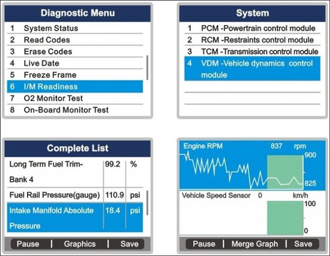 menu di sistema diagnostico dell'elite md701 del maxidiag del autel