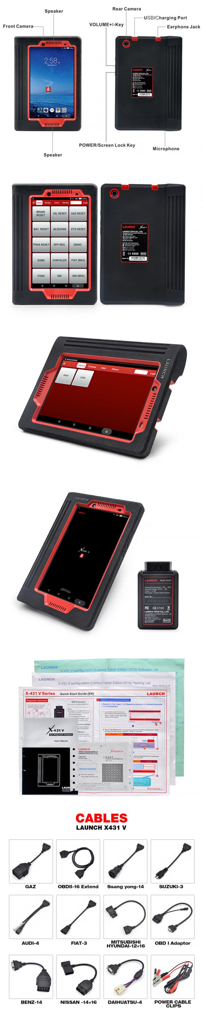 Strumento diagnostico dell'automobile A 8 POLLICI A 8 POLLICI del LANCIO X431 V di X431 V per l'auto piena Scanne del sistema X-431 V/Pro dell'ECU del gasoline&diesel 12V