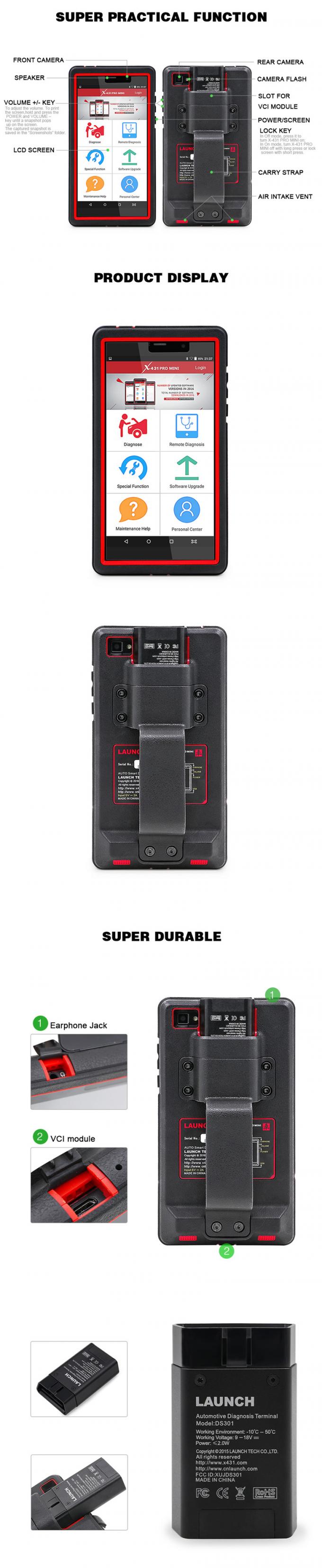 X431 analizzatore diagnostico automatico WiFi dei pro mini sistemi completi del LANCIO X431 pro mini/analizzatore 2 dell'automobile pro pro di Bluetooth X-431 mini