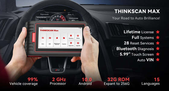 THINKCAR ThinkScan Max: Full-System Car Diagnostic Scanner with Lifetime Free Updates & Up to 28 Maintenance Functions