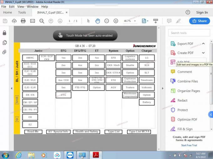 F110 tablet con For Judit Incado Box Jungheinrich 4 Forklift Strumento diagnostico con 4.37 Software Parts Catalogue Judit ET EN Strumenti diagnostici 29