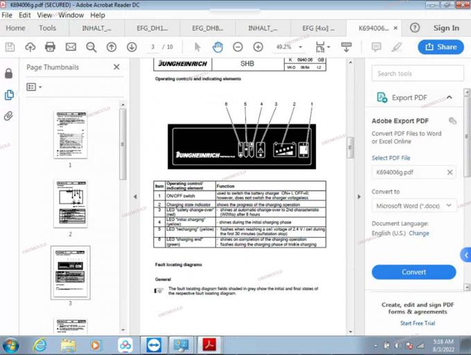 F110 tablet con For Judit Incado Box Jungheinrich 4 Forklift Strumento diagnostico con 4.37 Software Parts Catalogue Judit ET EN Strumenti diagnostici 32
