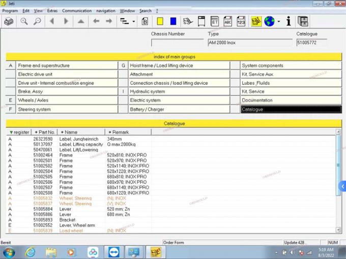 F110 tablet con For Judit Incado Box Jungheinrich 4 Forklift Strumento diagnostico con 4.37 Software Parts Catalogue Judit ET EN Strumenti diagnostici 34
